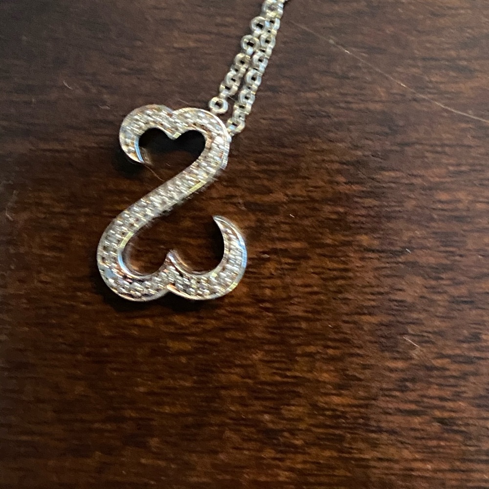 Open hearts necklace 1ct tw diamonds 14kt white